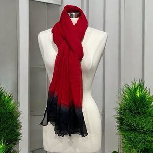 Indian Colorblock Georgette Long Scarf in Red and Black